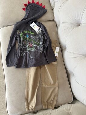 Boy size 4 matching outfit set rockstar guitar dinosaur new nwt hoodie top pants
